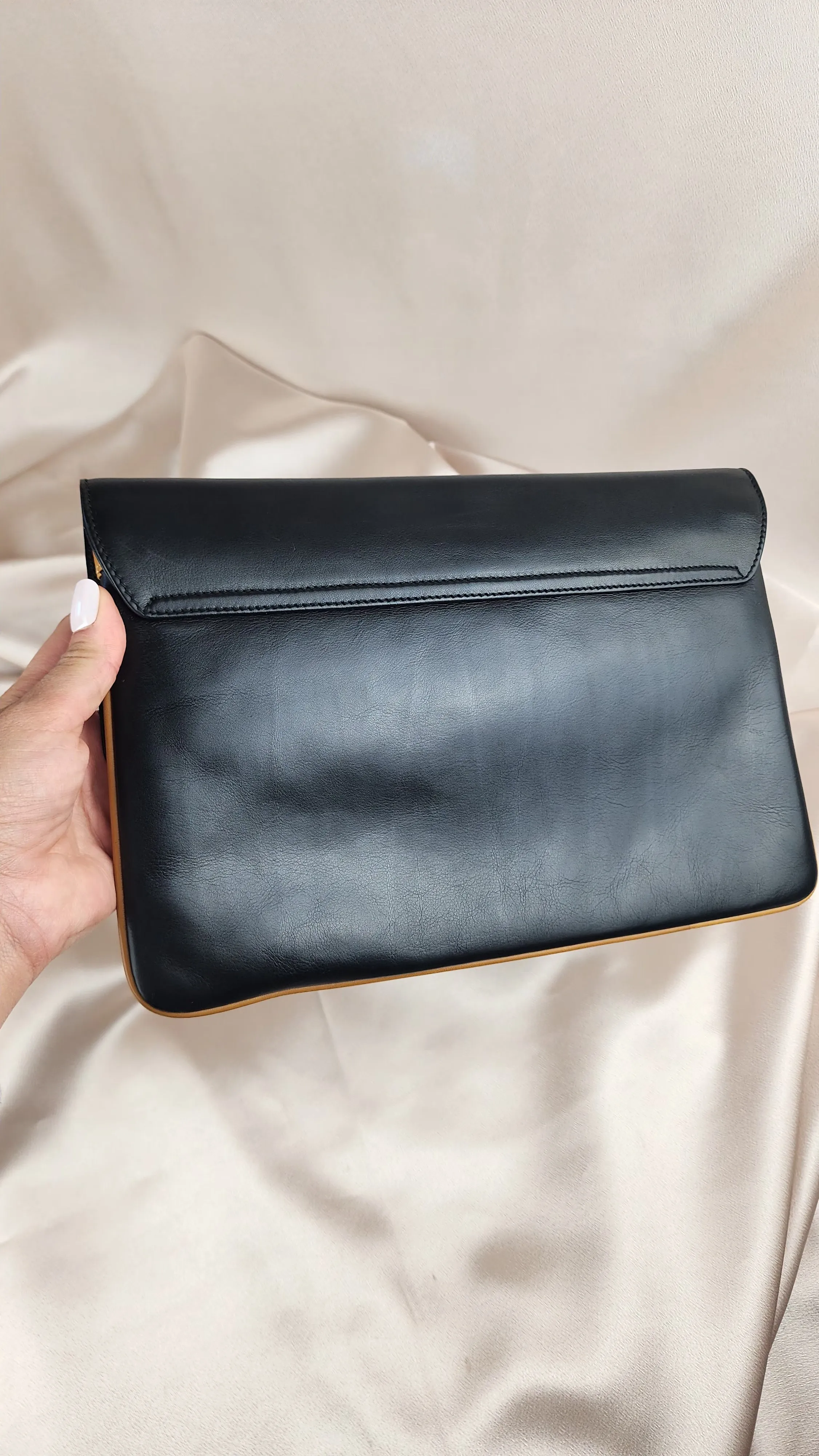 Celine Black Leather Horse & Carriage Clutch - 876