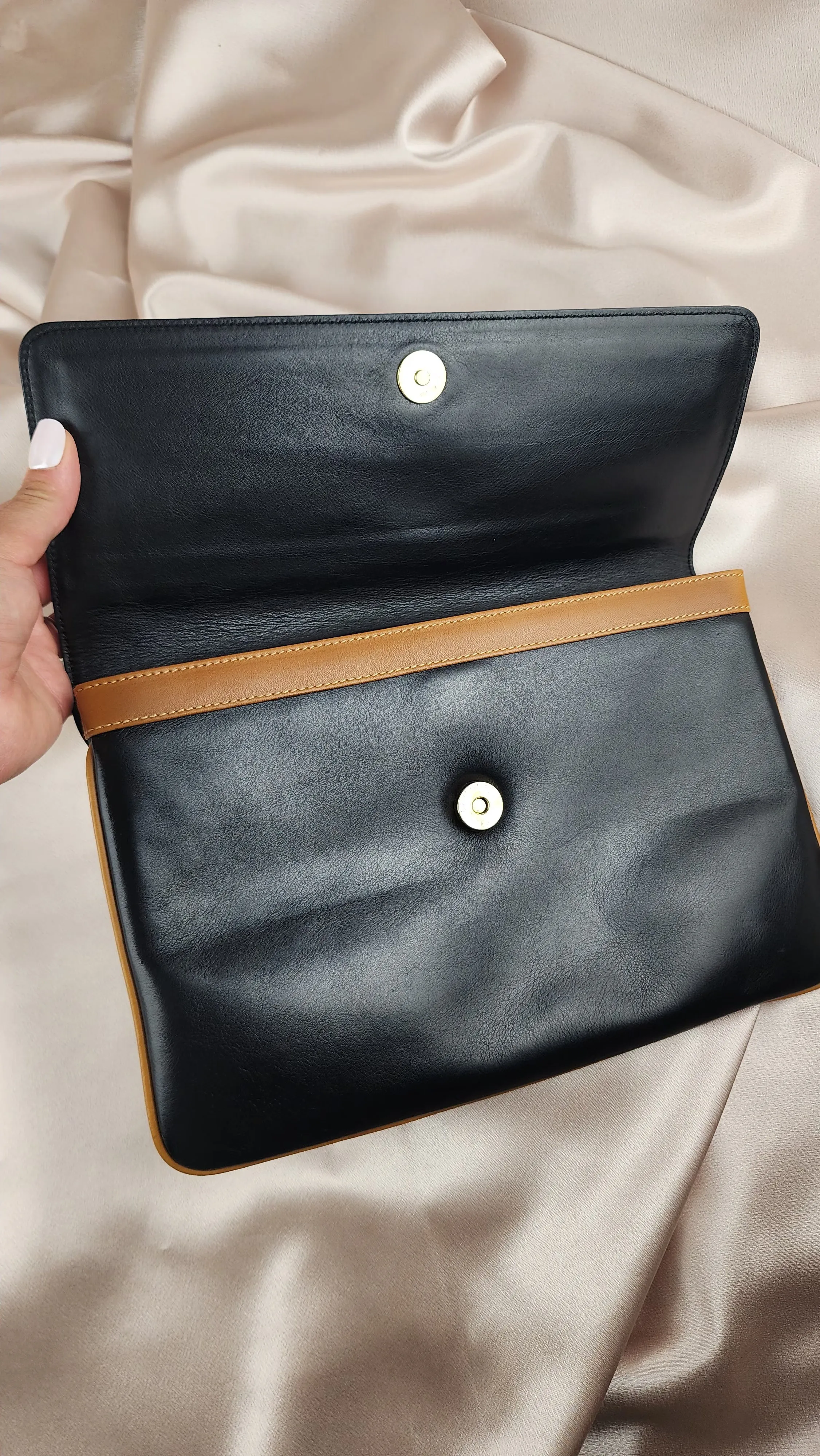 Celine Black Leather Horse & Carriage Clutch - 876