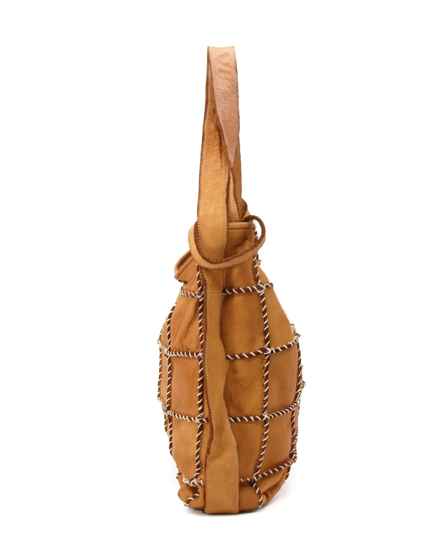 Checker-stitch leather shoulder bag wholesale
