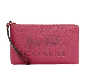 Coach Large Corner Zip Wristlet In Colorblock With Horse And Carriage