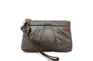 COACH WRISTLET GRAY LEATHER SLIVER HARDWARE