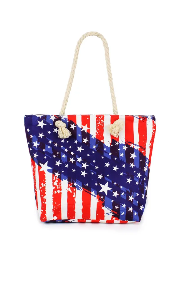 EBB10600US AMERICAN FLAG PRINT TOTE BAG
