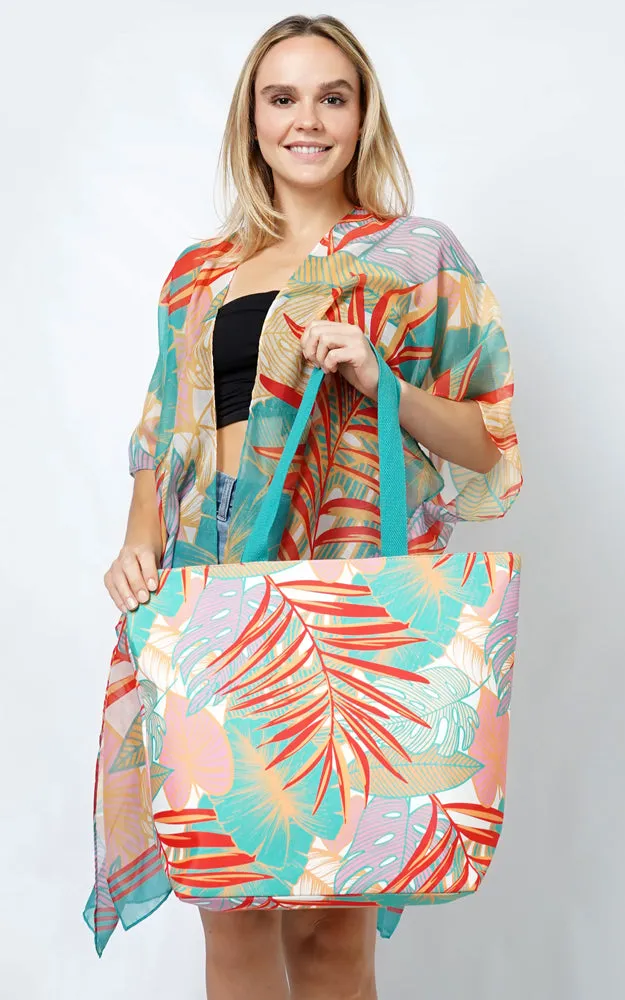 EBB10967 TROPICAL PRINT TOTE BAG