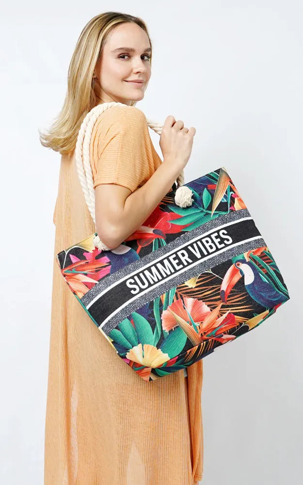 EBB11007 SUMMER VIBES-TROPICAL BEACH BAG