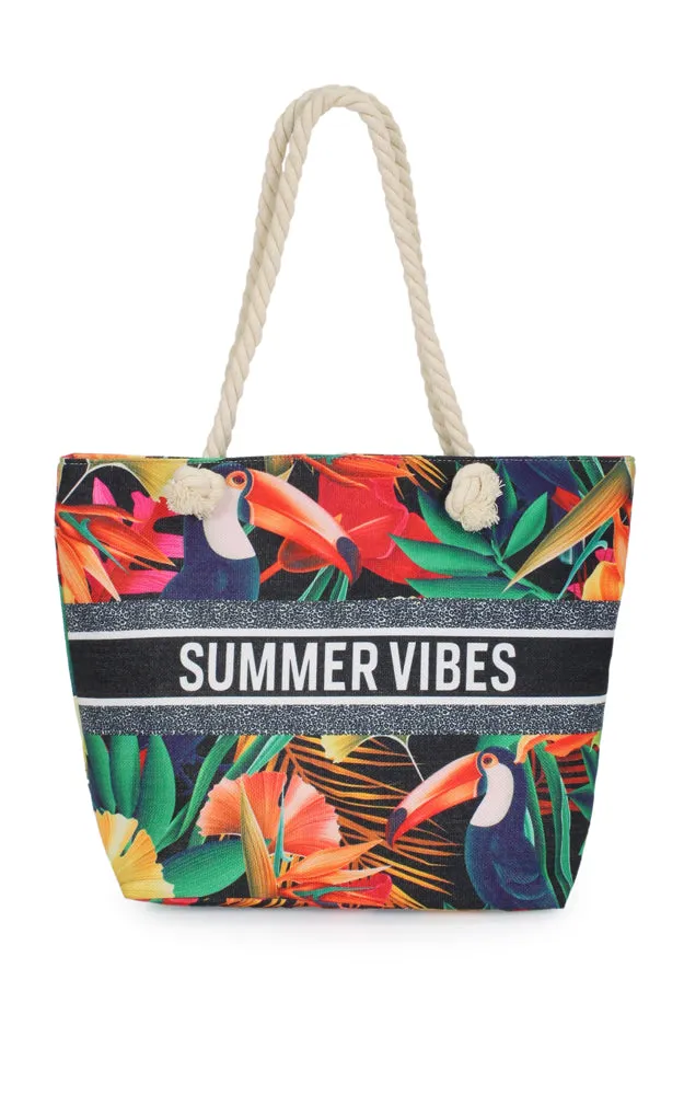 EBB11007 SUMMER VIBES-TROPICAL BEACH BAG