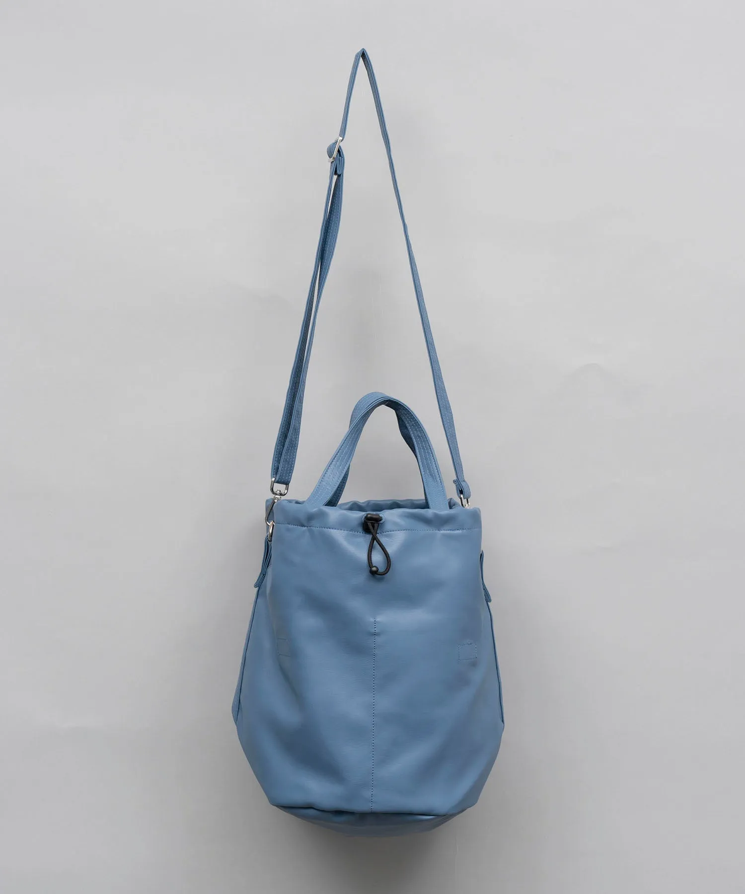 【EX】Vegan Leather Effect Shoulder Drawstring Bag