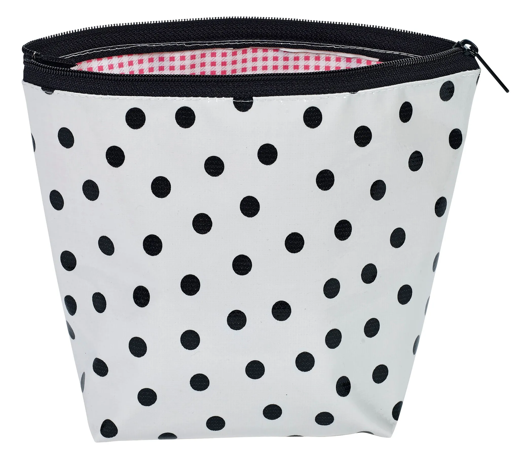 Freckled Sage Oilcloth Cosmetic Bag Dot Black