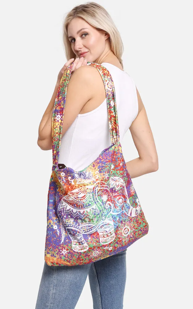 JTB002-18 2 in 1 Elephant Pattern Beach Towel & Beach Bag