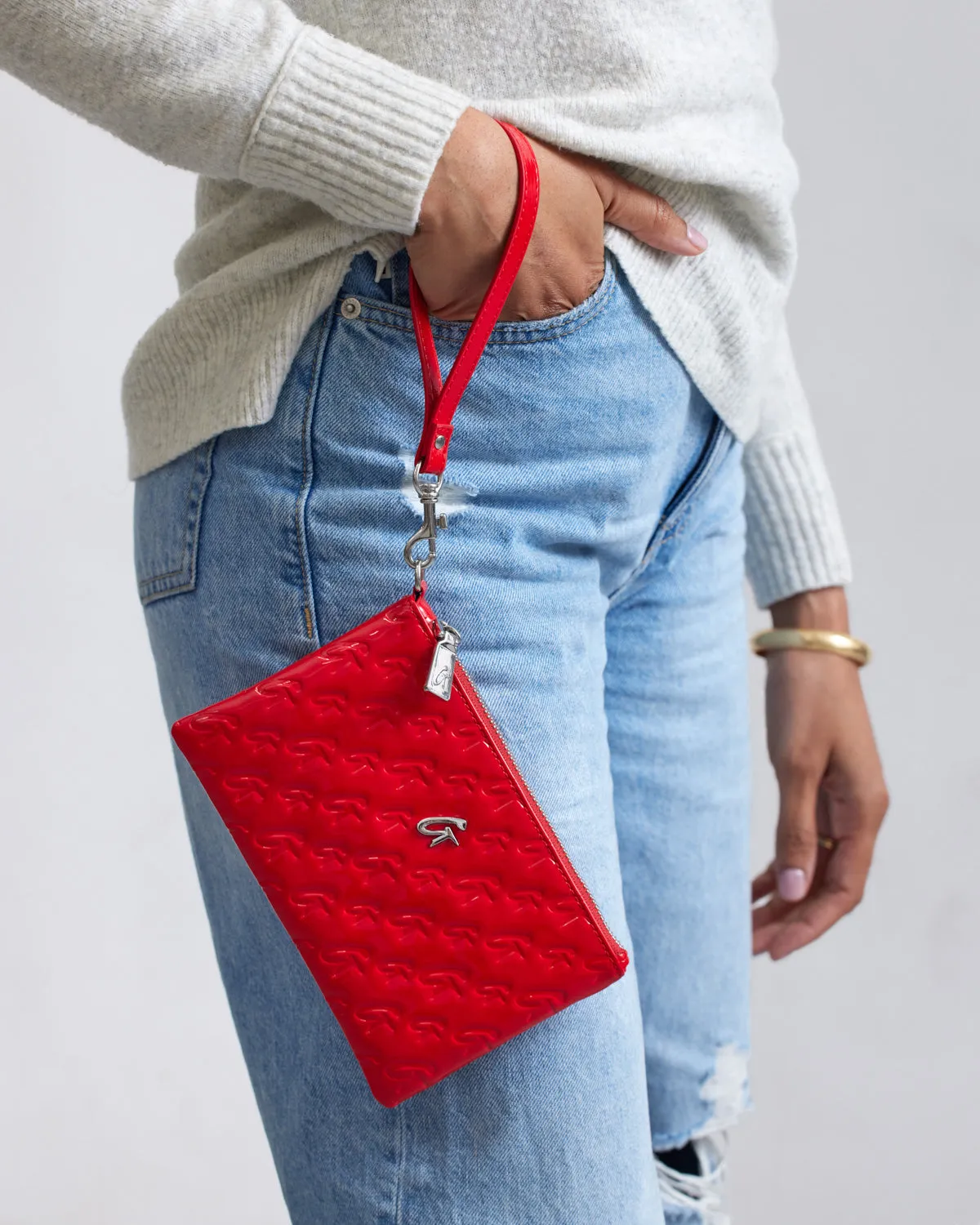 MONOGRAM MINI WRISTLET MIRROR RED