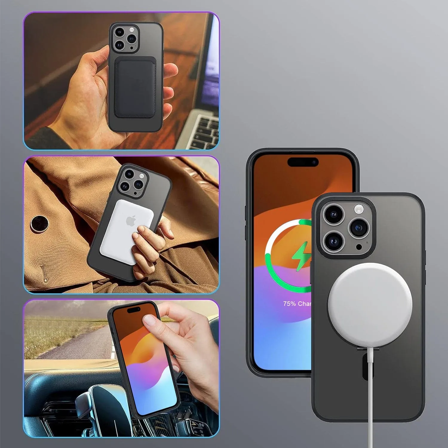 Venture Series Clear Back Kickstand Case - iPhone 15 Pro Max